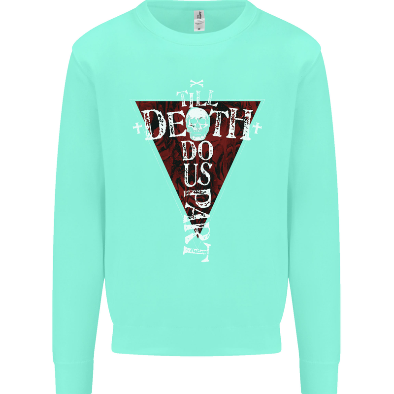 Death Do Us Part Gothic Skull Biker Cross Kids Sweatshirt Jumper Peppermint