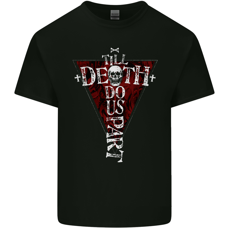 Death Do Us Part Gothic Skull Biker Cross Mens Cotton T-Shirt Tee Top Black