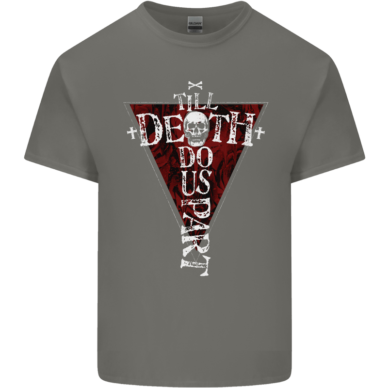 Death Do Us Part Gothic Skull Biker Cross Mens Cotton T-Shirt Tee Top Charcoal