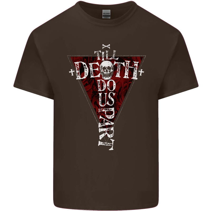 Death Do Us Part Gothic Skull Biker Cross Mens Cotton T-Shirt Tee Top Dark Chocolate