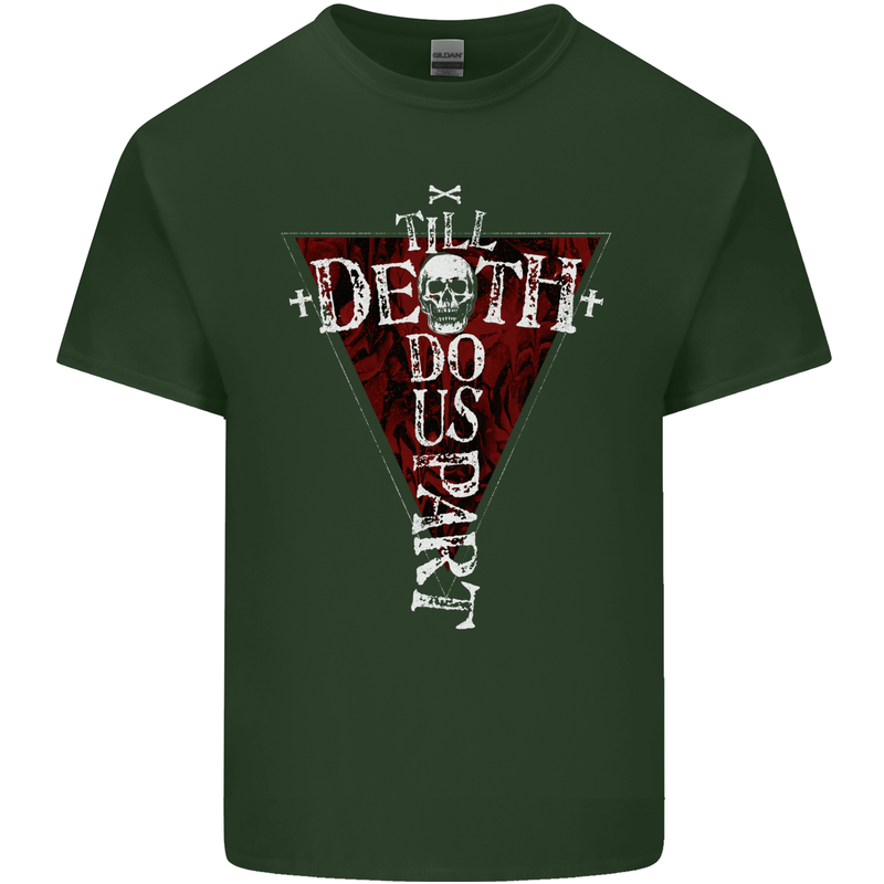 Death Do Us Part Gothic Skull Biker Cross Mens Cotton T-Shirt Tee Top Forest Green