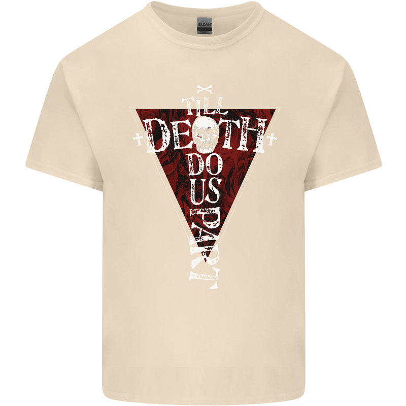 Death Do Us Part Gothic Skull Biker Cross Mens Cotton T-Shirt Tee Top Natural