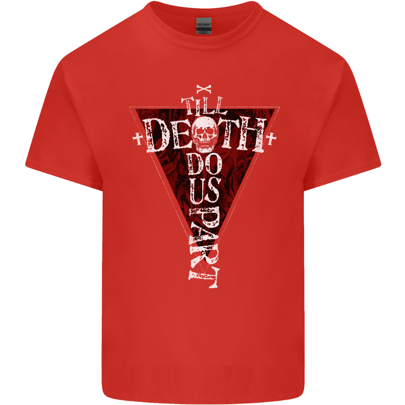 Death Do Us Part Gothic Skull Biker Cross Mens Cotton T-Shirt Tee Top Red