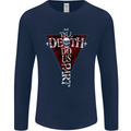 Death Do Us Part Gothic Skull Biker Cross Mens Long Sleeve T-Shirt Navy Blue