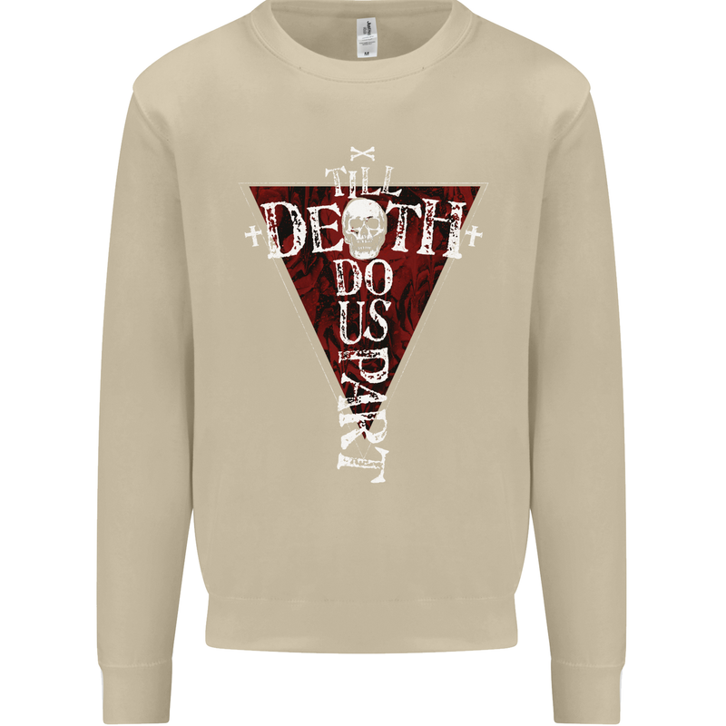 Death Do Us Part Gothic Skull Biker Cross Mens Sweatshirt Jumper Sand