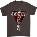 Death Do Us Part Gothic Skull Biker Cross Mens T-Shirt Cotton Gildan Dark Chocolate