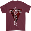 Death Do Us Part Gothic Skull Biker Cross Mens T-Shirt Cotton Gildan Maroon