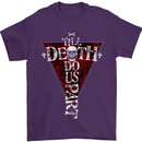Death Do Us Part Gothic Skull Biker Cross Mens T-Shirt Cotton Gildan Purple