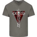 Death Do Us Part Gothic Skull Biker Cross Mens V-Neck Cotton T-Shirt Charcoal