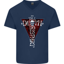 Death Do Us Part Gothic Skull Biker Cross Mens V-Neck Cotton T-Shirt Navy Blue
