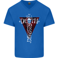 Death Do Us Part Gothic Skull Biker Cross Mens V-Neck Cotton T-Shirt Royal Blue