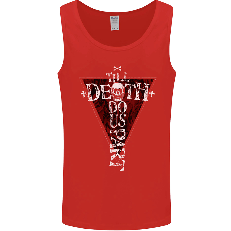 Death Do Us Part Gothic Skull Biker Cross Mens Vest Tank Top Red