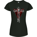 Death Do Us Part Gothic Skull Biker Cross Womens Petite Cut T-Shirt Black