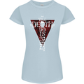 Death Do Us Part Gothic Skull Biker Cross Womens Petite Cut T-Shirt Light Blue