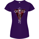 Death Do Us Part Gothic Skull Biker Cross Womens Petite Cut T-Shirt Purple