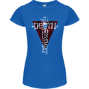 Death Do Us Part Gothic Skull Biker Cross Womens Petite Cut T-Shirt Royal Blue