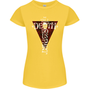 Death Do Us Part Gothic Skull Biker Cross Womens Petite Cut T-Shirt Yellow