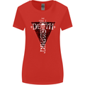 Death Do Us Part Gothic Skull Biker Cross Womens Wider Cut T-Shirt Red