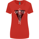 Death Do Us Part Gothic Skull Biker Cross Womens Wider Cut T-Shirt Red