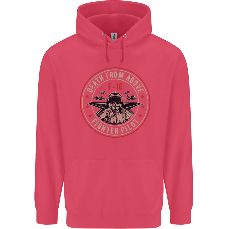Death From Above F-16 Fighter Pilot RAF Childrens Kids Hoodie Heliconia