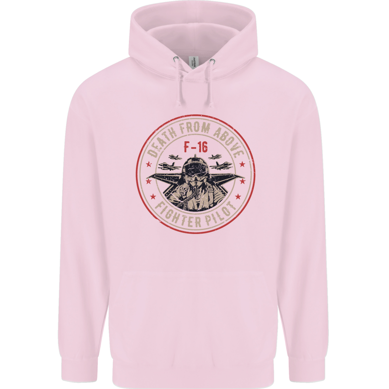 Death From Above F-16 Fighter Pilot RAF Childrens Kids Hoodie Light Pink