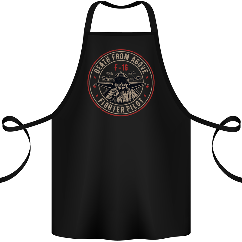 Death From Above F-16 Fighter Pilot RAF Cotton Apron 100% Organic Black