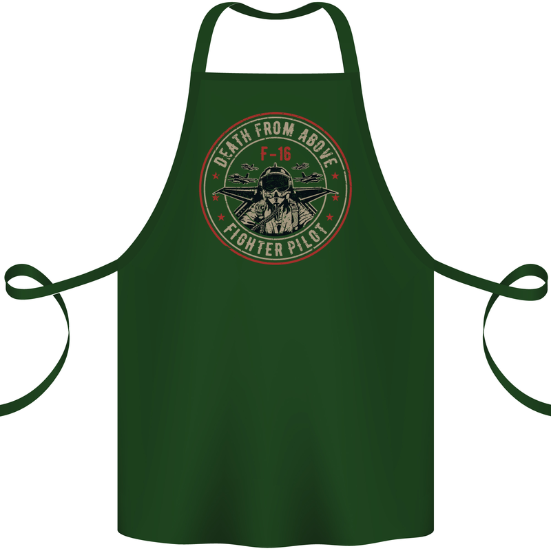 Death From Above F-16 Fighter Pilot RAF Cotton Apron 100% Organic Forest Green