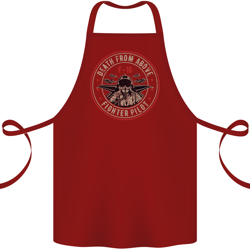 Death From Above F-16 Fighter Pilot RAF Cotton Apron 100% Organic Maroon