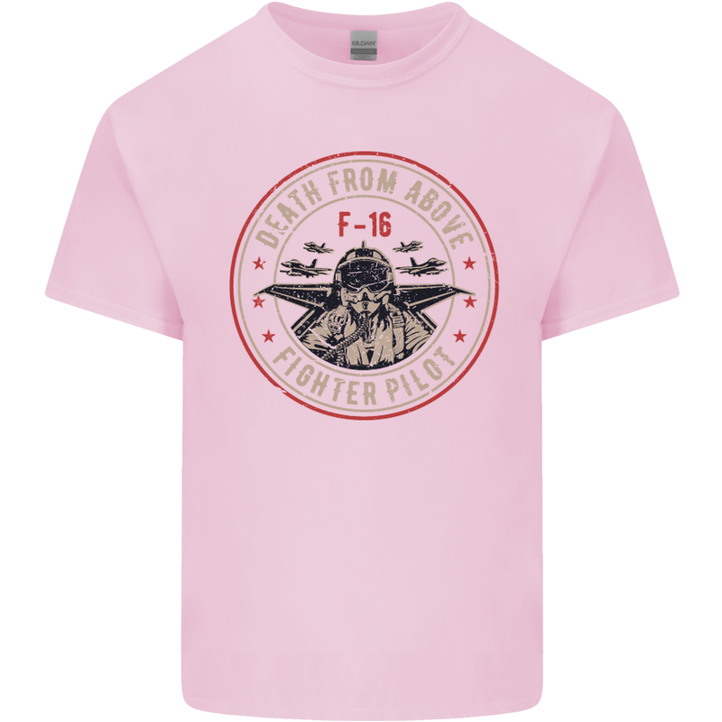 Death From Above F-16 Fighter Pilot RAF Kids T-Shirt Childrens Light Pink