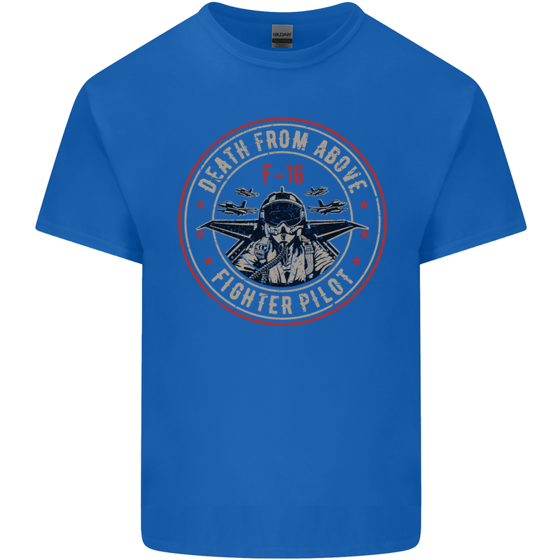 Death From Above F-16 Fighter Pilot RAF Kids T-Shirt Childrens Royal Blue