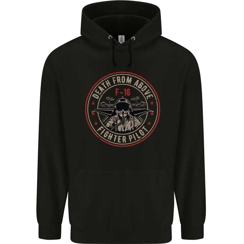 Death From Above F-16 Fighter Pilot RAF Mens 80% Cotton Hoodie Black
