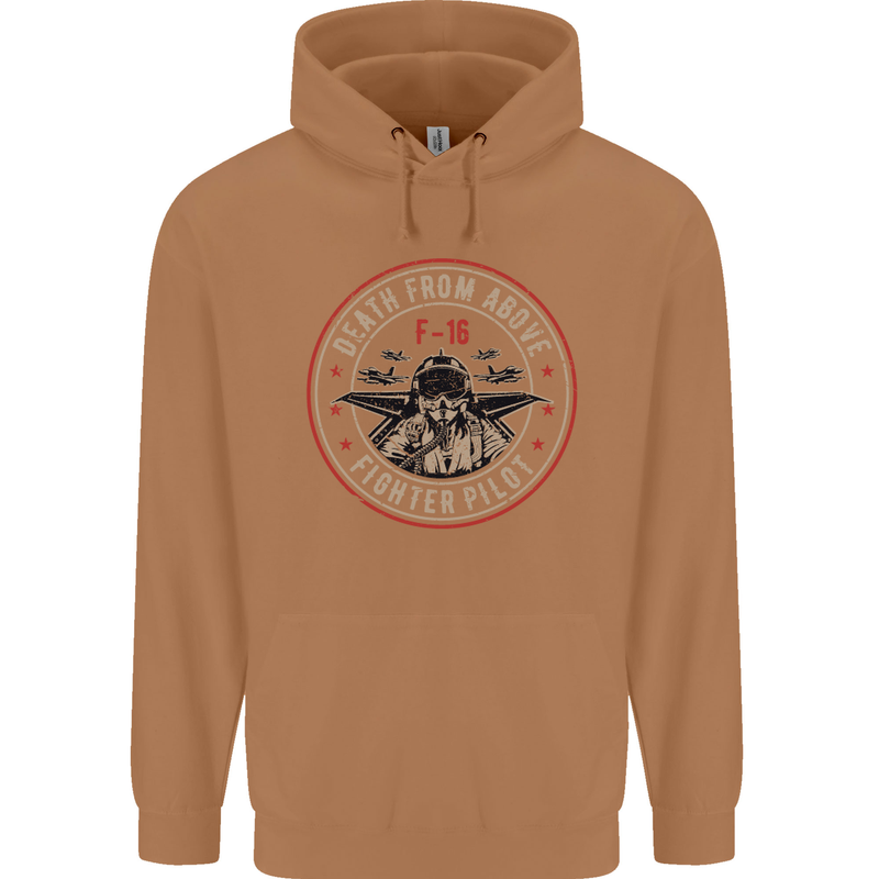 Death From Above F-16 Fighter Pilot RAF Mens 80% Cotton Hoodie Caramel Latte