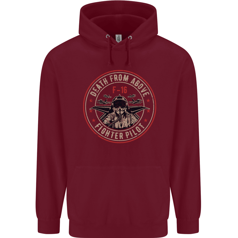 Death From Above F-16 Fighter Pilot RAF Mens 80% Cotton Hoodie Maroon