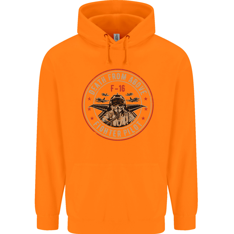 Death From Above F-16 Fighter Pilot RAF Mens 80% Cotton Hoodie Orange