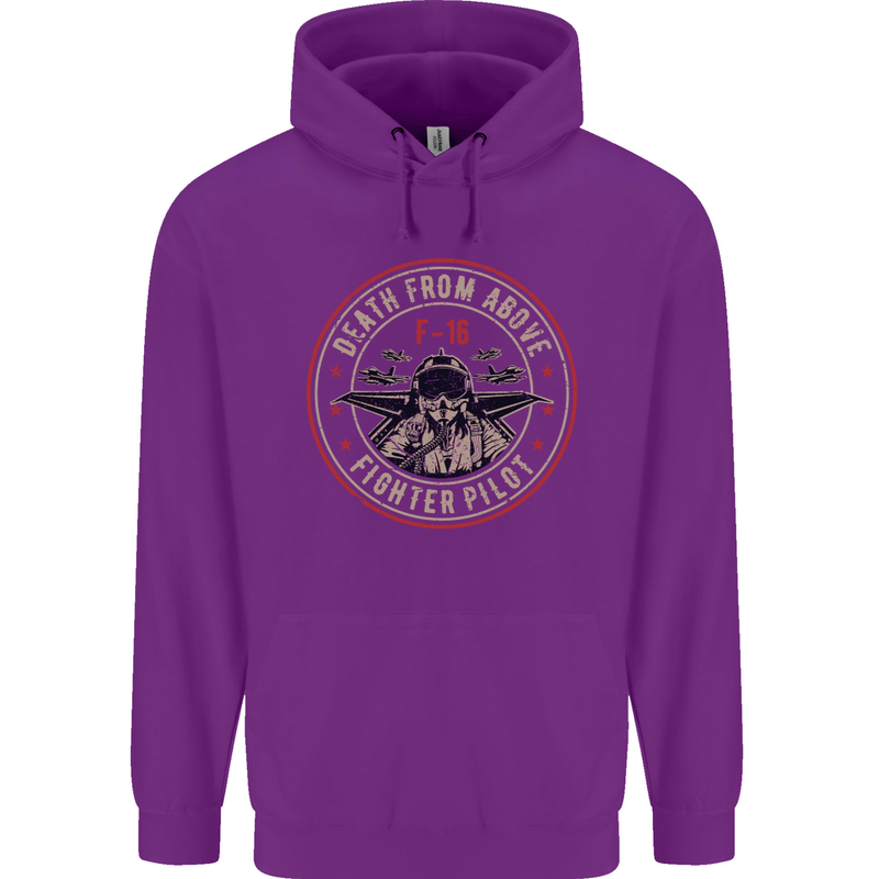 Death From Above F-16 Fighter Pilot RAF Mens 80% Cotton Hoodie Purple