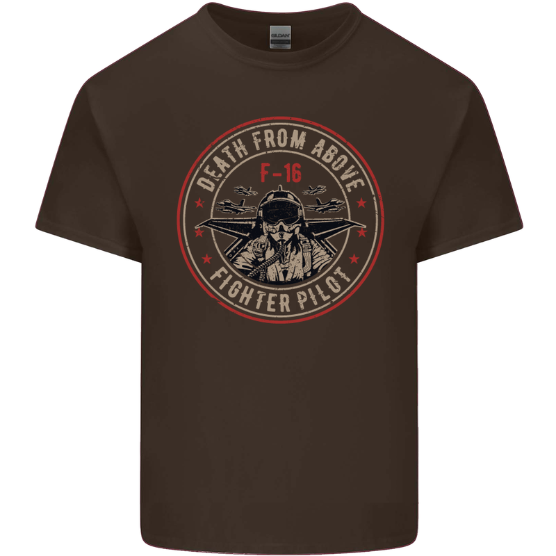 Death From Above F-16 Fighter Pilot RAF Mens Cotton T-Shirt Tee Top Dark Chocolate