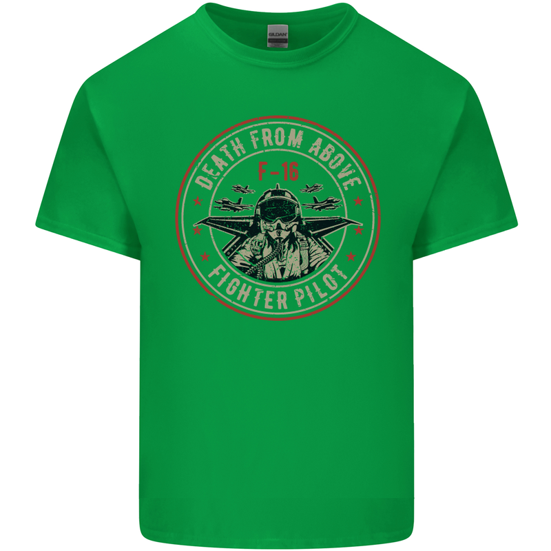 Death From Above F-16 Fighter Pilot RAF Mens Cotton T-Shirt Tee Top Irish Green