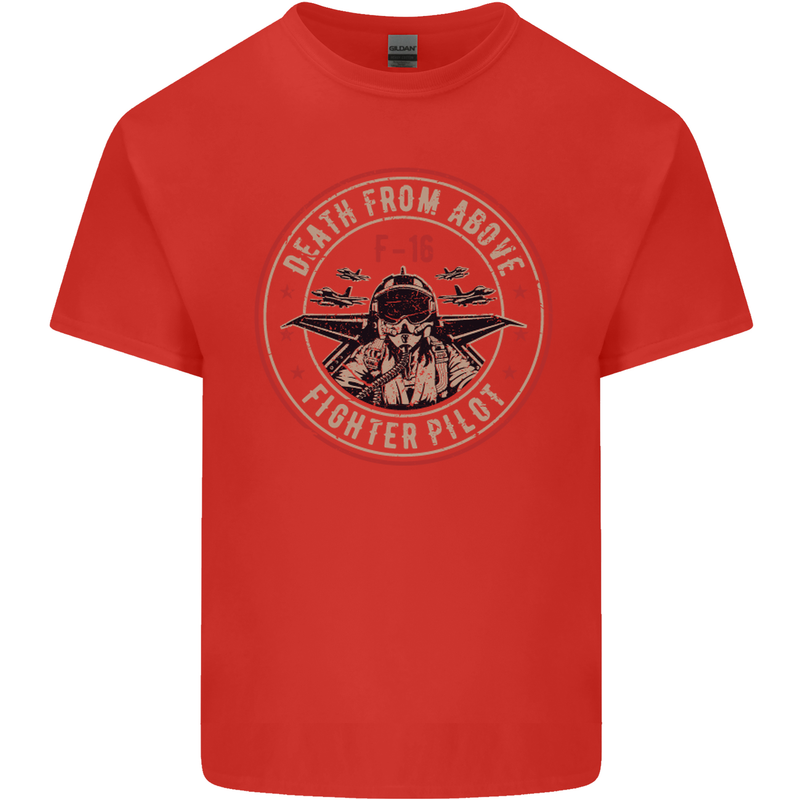 Death From Above F-16 Fighter Pilot RAF Mens Cotton T-Shirt Tee Top Red