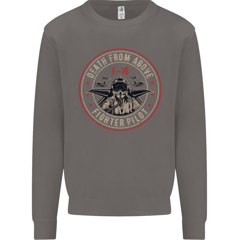 Death From Above F-16 Fighter Pilot RAF Mens Sweatshirt Jumper Charcoal