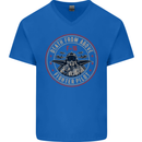 Death From Above F-16 Fighter Pilot RAF Mens V-Neck Cotton T-Shirt Royal Blue