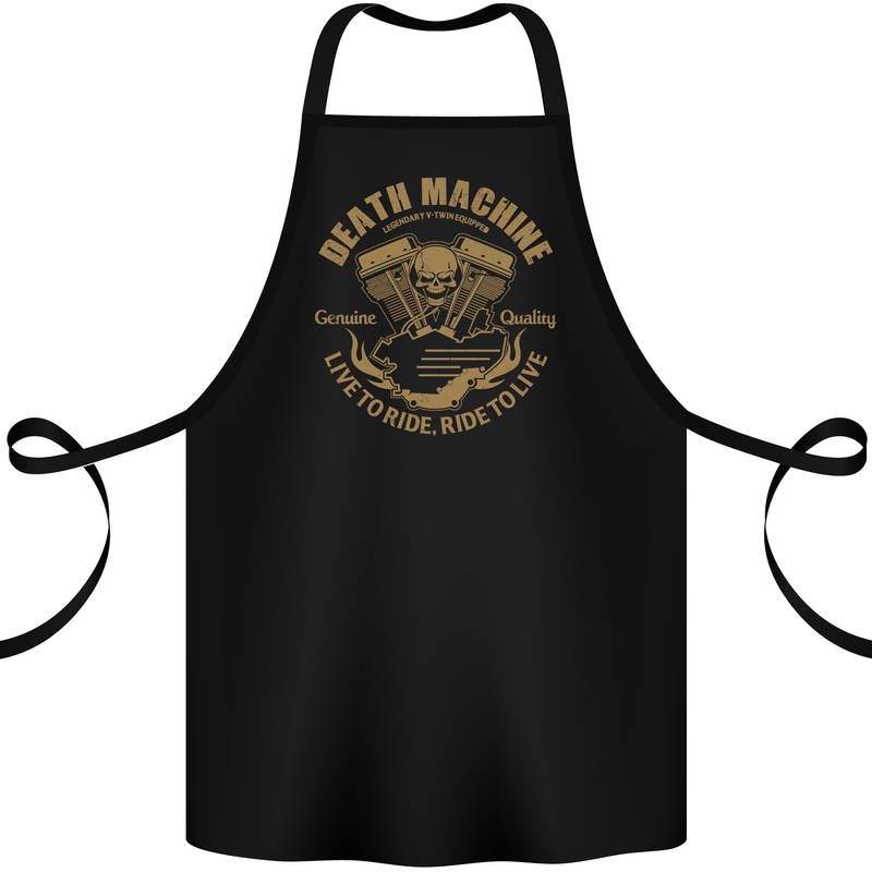 Death Machine Biker Motorcycle Motorbike Cotton Apron 100% Organic Black