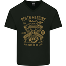 Death Machine Motorcycle Motorbike Biker Mens V-Neck Cotton T-Shirt Black