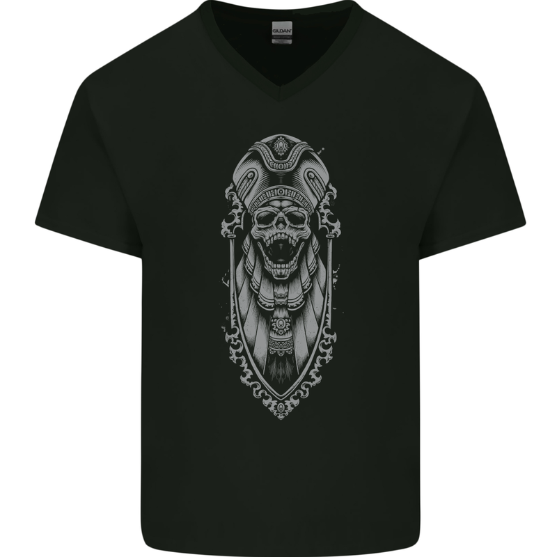 Death Order Pharo Skull Biker Motorcycle Mens V-Neck Cotton T-Shirt Black