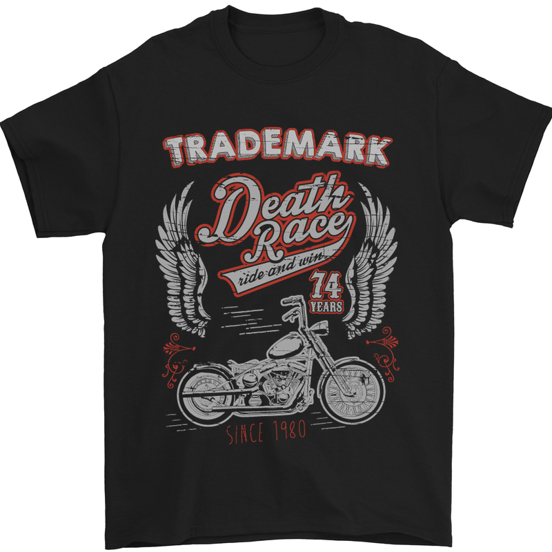 Death Race Motorcycle Motorbike Biker Mens T-Shirt Cotton Gildan Black