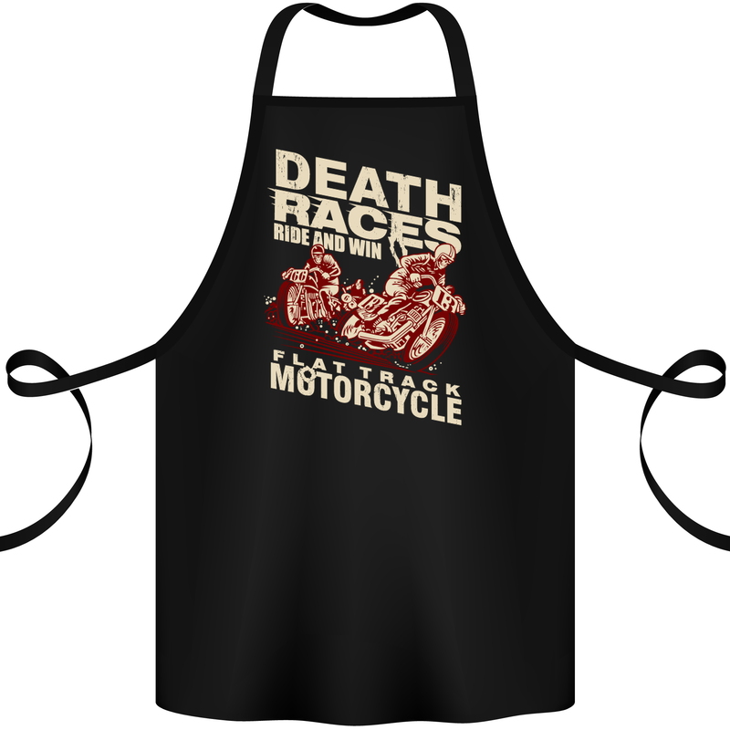 Death Races Flat Track Motorcycle Biker Cotton Apron 100% Organic Black