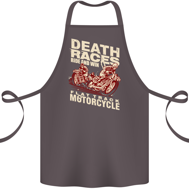 Death Races Flat Track Motorcycle Biker Cotton Apron 100% Organic Dark Grey