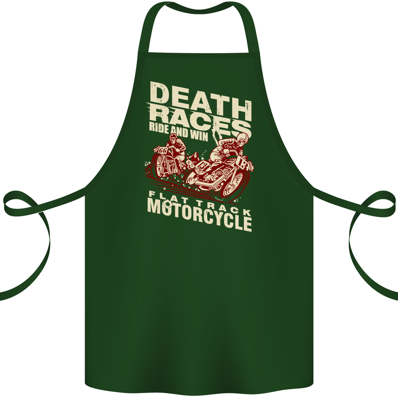 Death Races Flat Track Motorcycle Biker Cotton Apron 100% Organic Forest Green