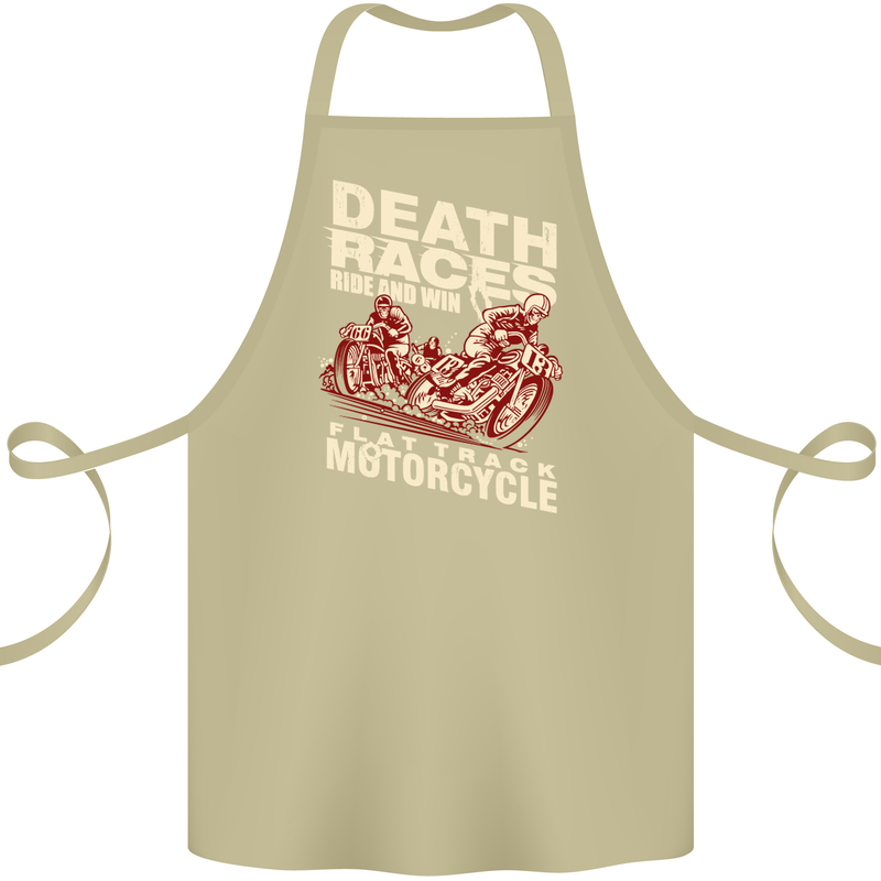 Death Races Flat Track Motorcycle Biker Cotton Apron 100% Organic Khaki