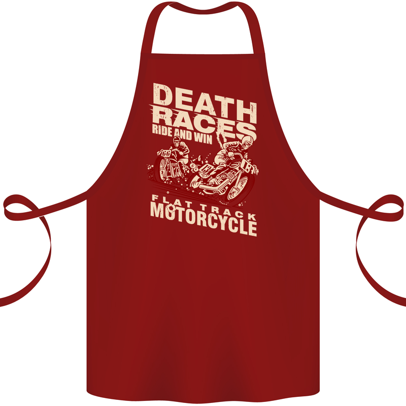 Death Races Flat Track Motorcycle Biker Cotton Apron 100% Organic Maroon