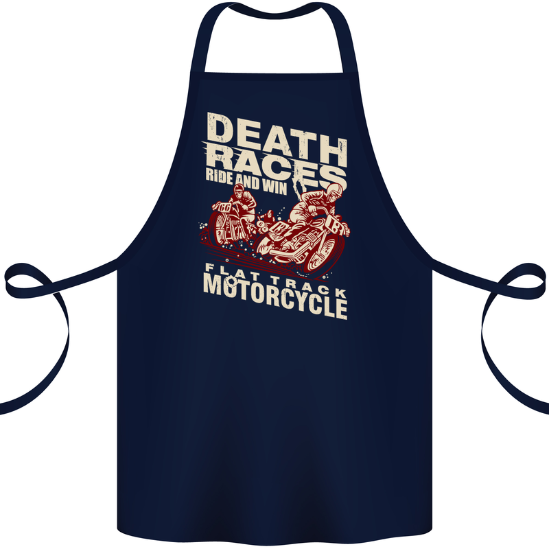 Death Races Flat Track Motorcycle Biker Cotton Apron 100% Organic Navy Blue
